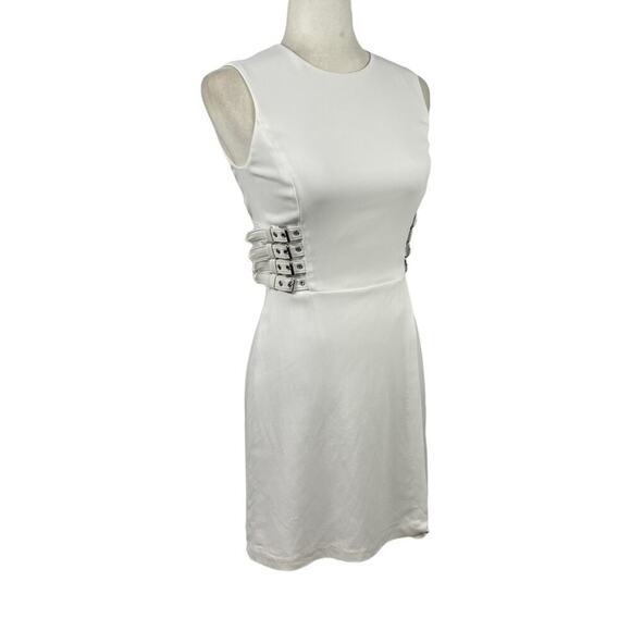 A.L.C. Women's Size 0 Anderson Crepe Mini Dress Buckle Waist Detail Coastal - Picture 5 of 14